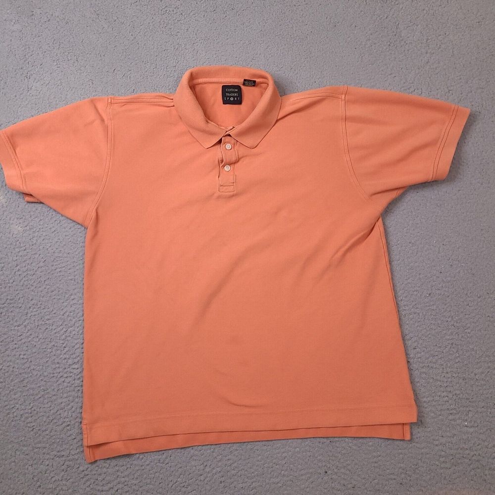 Vintage Cotton Traders‎ Sport Polo Shirt Mens XL Orange Pima Cotton